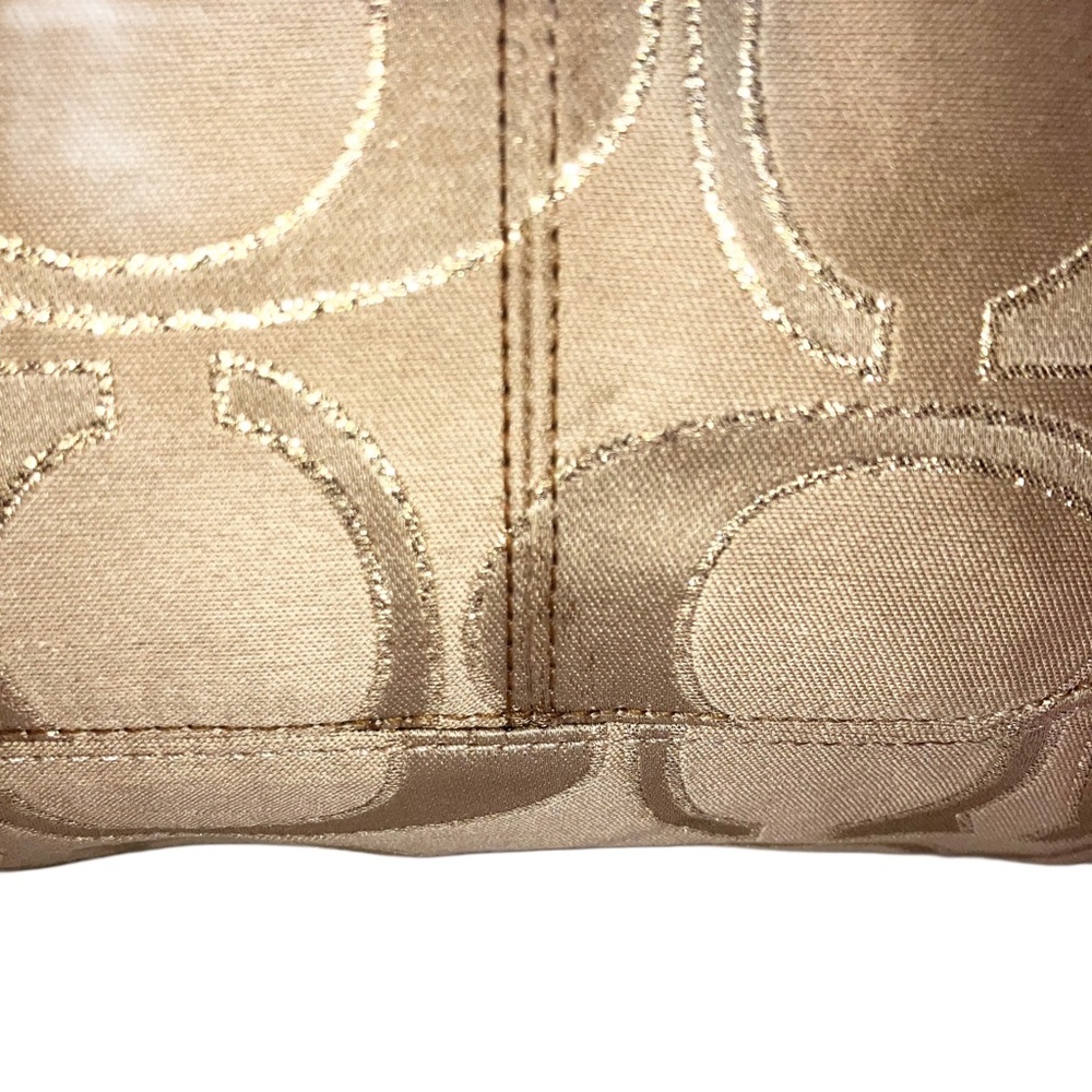 VTG Y2K COACH Poppy Glam Tote Bag in Gold Metallic Beige Clear Hang Tag 17890 - Picture 5 of 16